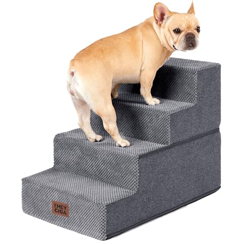 EHEYCIGA 4-Step Dog Stairs for Bed Grey