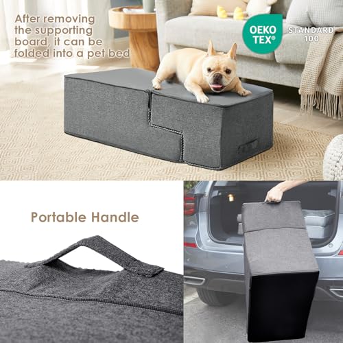 Grey washable cover on EHEYCIGA dog stairs