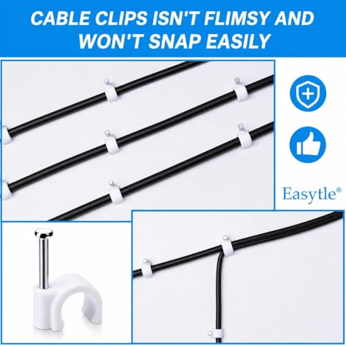Easytle cable clips securing Ethernet wire
