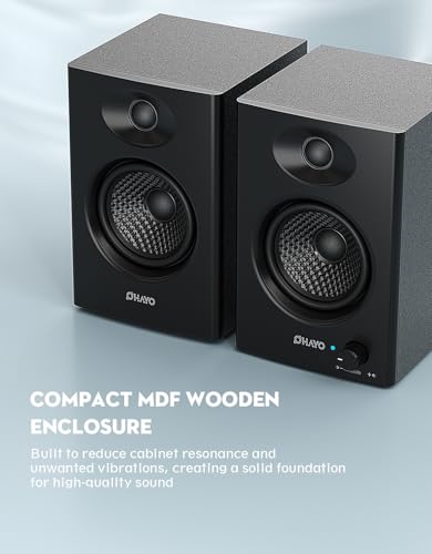 OHAYO speakers connected to a desktop computer setup