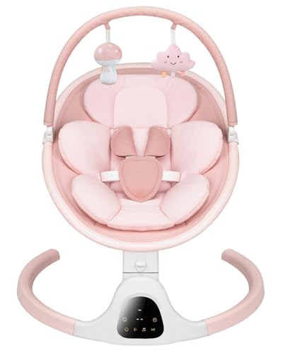 Suihuooo Pink Infant Swing full view