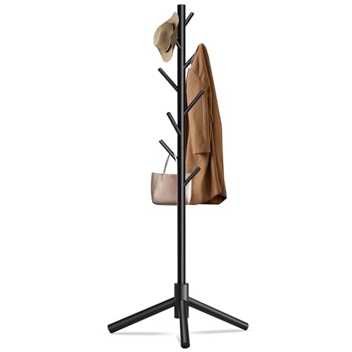 Unisakey 8-Hook wooden coat rack in black