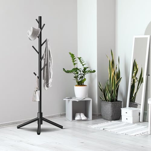 Close up of 8-hook design on coat rack