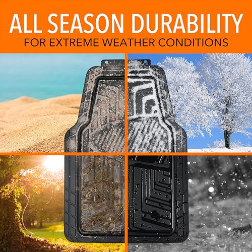 Automotive floor mats demonstrating all-weather durability