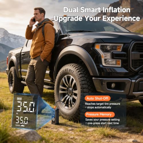 OlarHike inflator used on a car tire