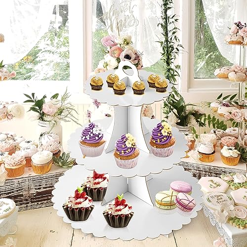 Top view of cupcake tower tiers