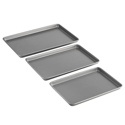 Set of three GoodCook gray baking sheets