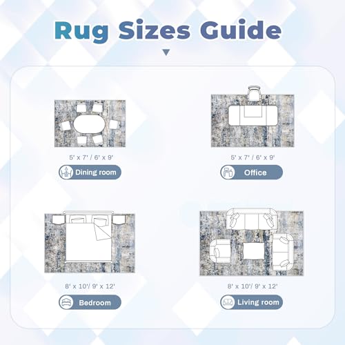 Flat laying pmtsns rug in blue grey brown