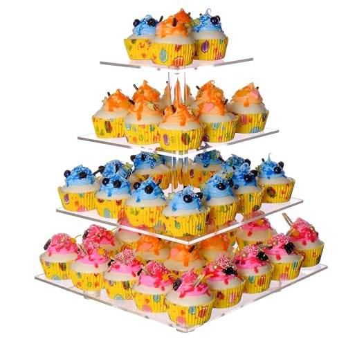 LoveDisplay 4 Tier Square Acrylic Cupcake Stand
