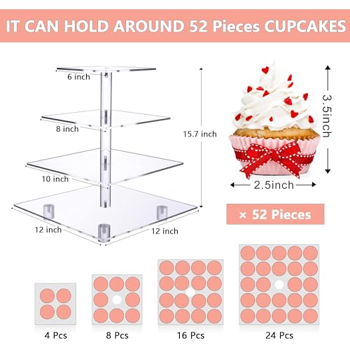 Square cupcake stand tier sizing details
