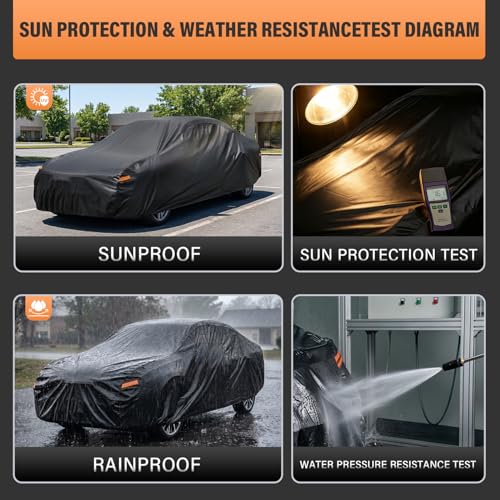 Kayme car cover reflective stripes feature