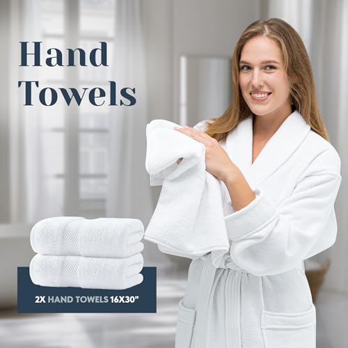 Detailed view of White Classic towel reinforced stitching