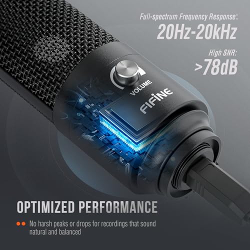 FIFINE T669 mic with boom arm and pop filter