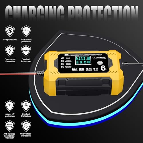 Yellow COREBOX battery maintainer with cables