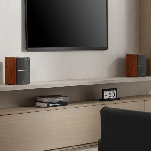 Edifier P12 speaker pair in wood color