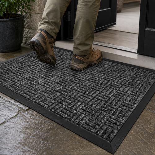 Mibao heavy duty front door mat in graphite gray