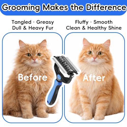 Pet grooming brush ergonomic handle