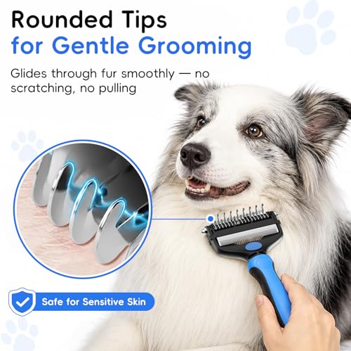 Dematting comb feature on pet fur