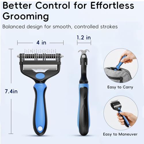Undercoat rake side of grooming tool
