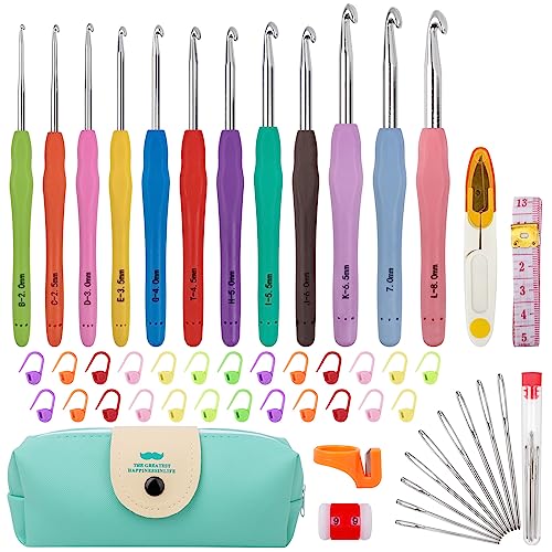 MECHEER 51 Pack crochet hook set in blue case