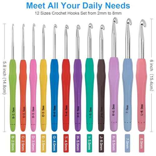 Close up of ergonomic silicone crochet hook handles