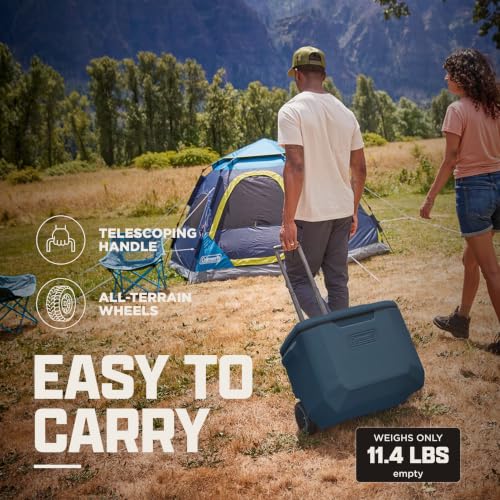 Side profile of Coleman Sapphire cooler on terrain