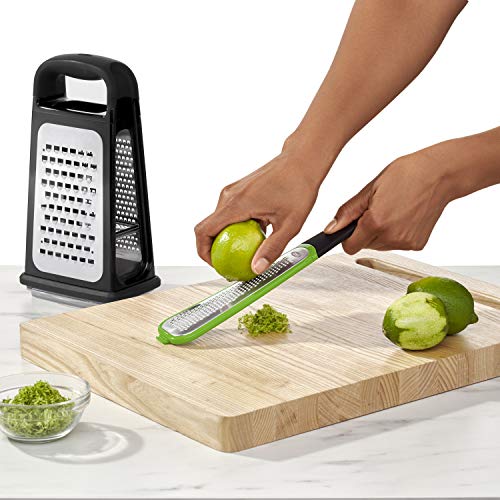 OXO Etched Box Grater with removable zester attached