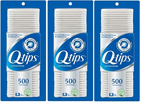 Q-tips Cotton Swabs 500 Count Pack of 3 front view