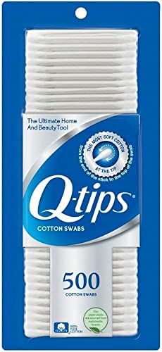Close up of Q-tips Cotton Swabs white head texture
