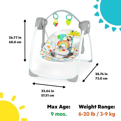 Detailed view of the swing seat and 5-point harness