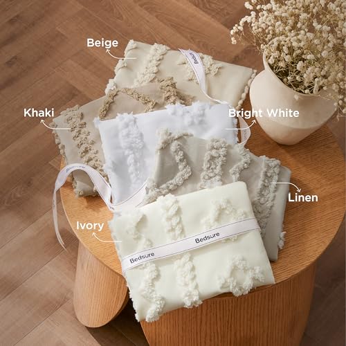 Bedsure Tufted Boho Comforter Set Queen Beige folded view