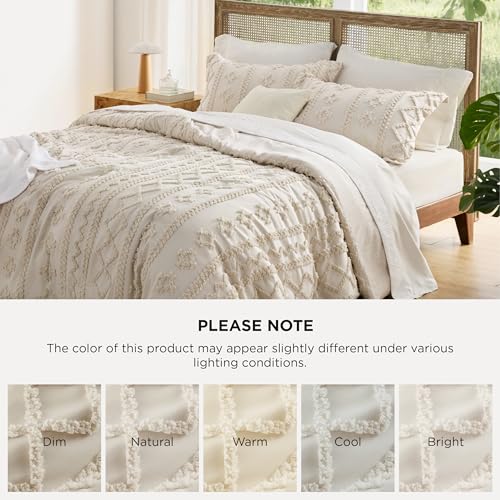 Bedsure Tufted Boho Comforter Set Queen Beige packaging
