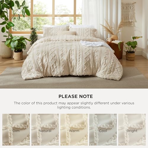 Bedsure Tufted Boho Comforter Set Queen Beige full set