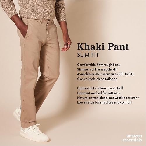 Essentials slim-fit olive chino side profile