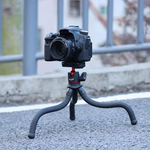 Compact view of black and red tripod
