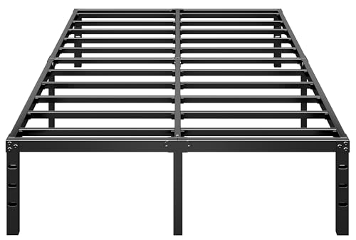 HLIPHA black metal platform bed frame full size