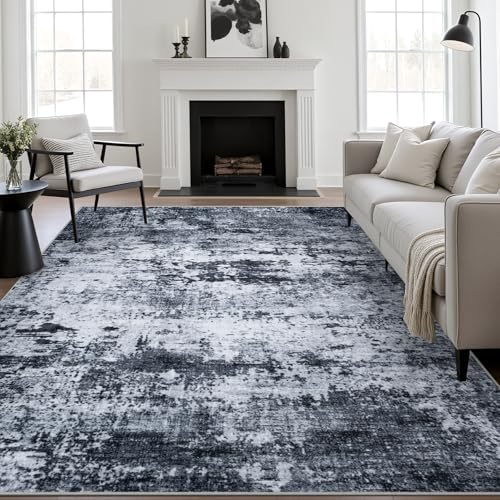 FXRHLP 5x7 area rug in black room setting