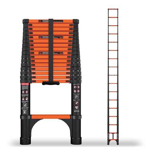 SINMEIRUN 16.5 FT Telescoping Ladder Orange