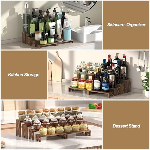 Vecxoty wooden risers used as a vanity organizer