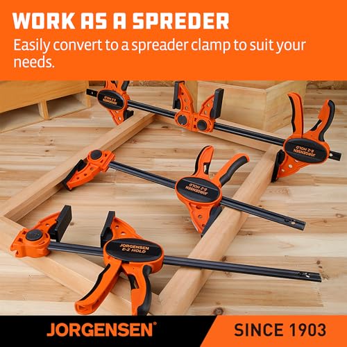 Black and orange Jorgensen woodworking clamps