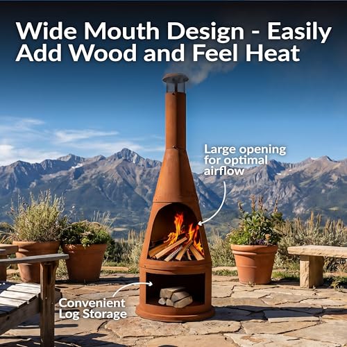 Integrated log storage base on Sunnydaze fireplace