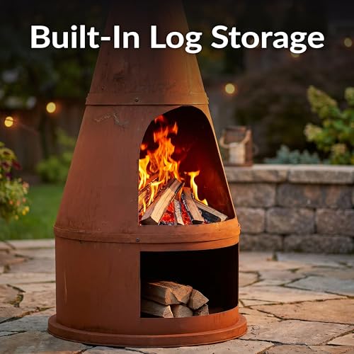 Sunnydaze fireplace in an outdoor patio setting