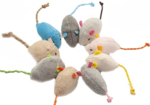 Assorted color plush mice for cats