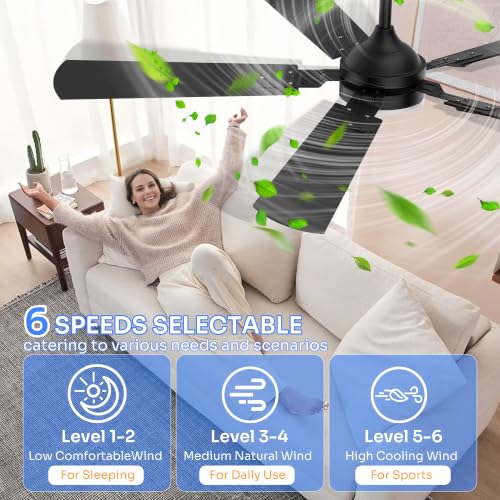 Modern ceiling fan with wood-toned blades