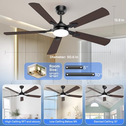 Ceiling fan mounted with downrod