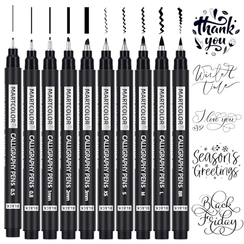 MARTCOLOR 10 Size Calligraphy Pen Set packaging