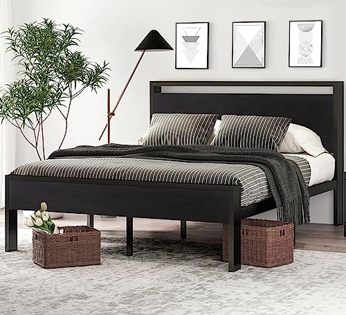SHA CERLIN full size bed frame in Black Oak