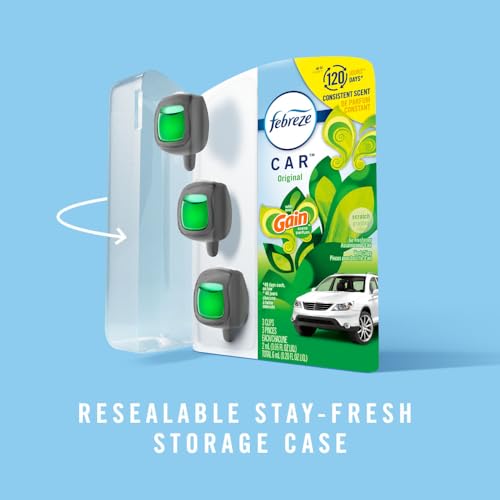Close up of Febreze car air freshener clip mechanism