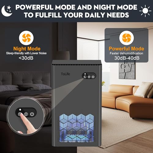 ToLife dehumidifier displaying ambient lighting colors