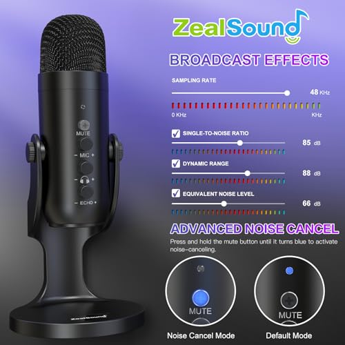 ZealSound K66 USB microphone on metal stand
